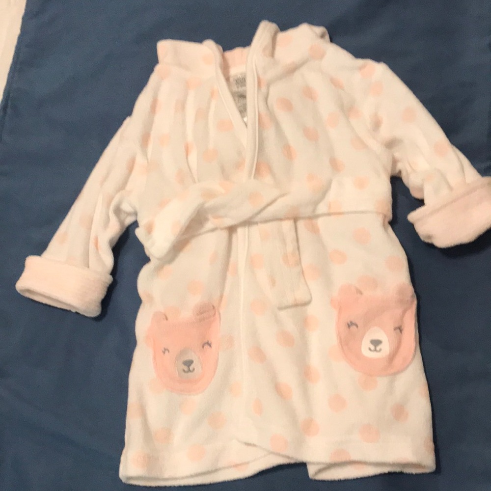 Hooded terry bathrobe. 0-9 months.